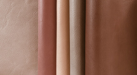 Artificial leather in variety shades of brown colors in classic mood. abstract brown leather sample...