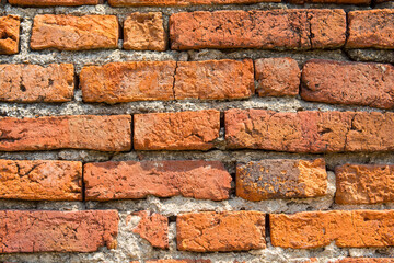 Closed up red brick wall