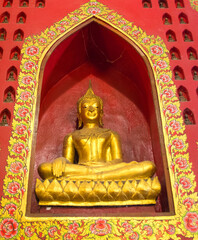 Golden Statue Buddha in temple, Thailand