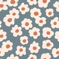Wall murals Floral pattern Seamless background gender neutral baby floral pattern. Simple whimsical minimal earthy 2 tone color. Kids nursery wallpaper or boho fashion all over print.