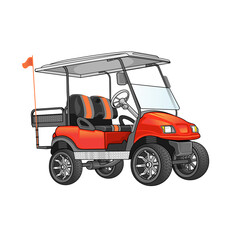 Golf Cart Orange Vector Illustration Logo Design