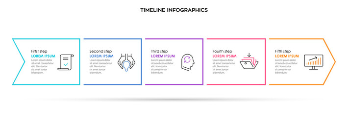 Vector Infographic design with arrow and 5 options or steps. Infographics for business concept. Can be used for presentations banner, workflow layout, process diagram, flow chart, info graph