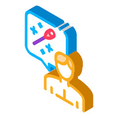 man thinking about acupuncture icon vector. isometric man thinking about acupuncture sign. color isolated symbol illustration