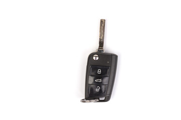 Modern folding car key isolated on white background