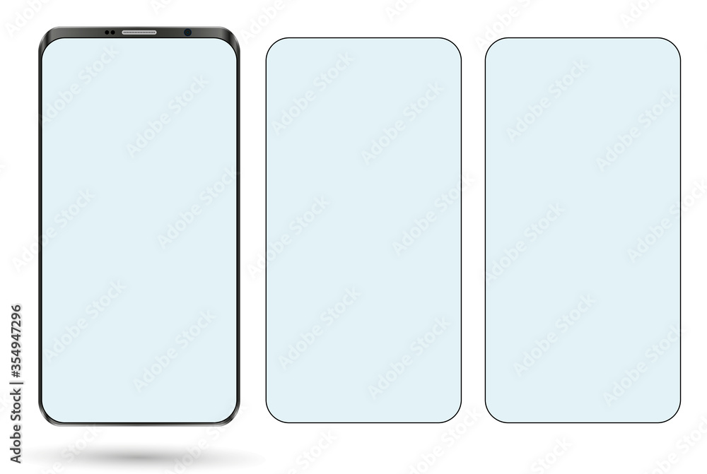 Aufkleber realistic smartphone mockup set. mobile phone blank, white, transparent screen design. modern digita