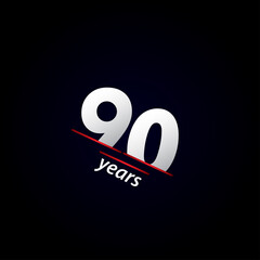90 Years Anniversary Celebration Black and White Vector Template Design Illustration
