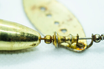 Fishing lure on a predator spinner close-up. Macro photography