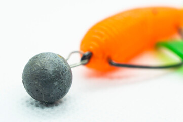 Fishing lure on a predator spinner close-up. Macro photography