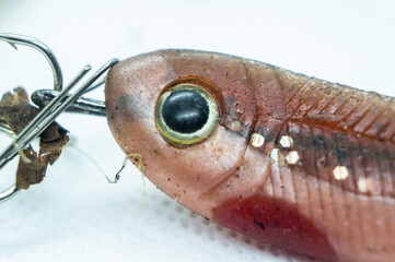 Fishing lure on a predator spinner close-up. Macro photography
