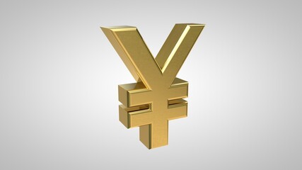 Obraz premium volumetric golden symbol of the Chinese yen