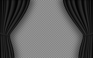 Vector black curtains. Realistic mockup curtains