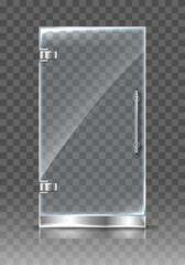 Realistic transparent glass door. Isolated vector modern transparent door