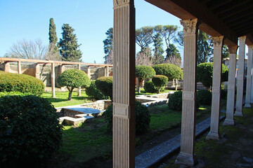 An inner yard in of of Pompeii houses, Italy