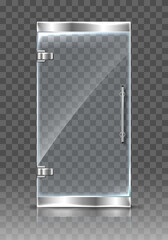 Realistic transparent glass door. Isolated vector modern transparent door