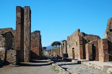 A ruined street in Pompeii, Italy