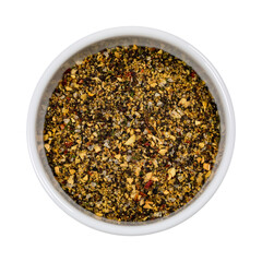 Cracked Black Pepper Rub for Steaks, Chops and Chicken Seasoning Spice Isolated on White Background.