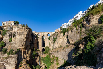 The famous Puente Nuevo over the gorge El Tajo in Ronda, one of the famous white towns of...