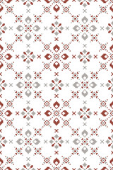 Seamless lace pattern with folkloric floral ornament in scandinavian retro style. Stock illustration for background, wallpaper, textile, scrapbooking, wrapping paper.