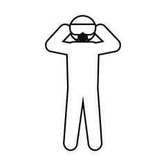 pictogram man wearing protective goggles and mask, line style