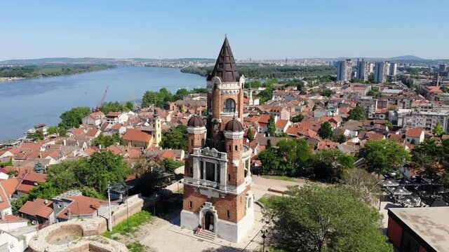 Drone video of Gardos tower in Belgrade, Serbia