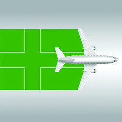 Plane and flag of Ladonia. Travel concept for design