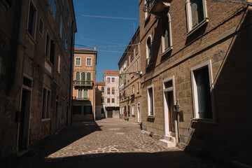 Empty streets of Cannaregio district in Venice, Italy.