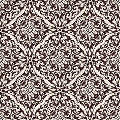 Seamless damask pattern. Endless pattern can be used for ceramic tile, wallpaper, linoleum, web page background. Damask wallpaper, black and white seamless pattern