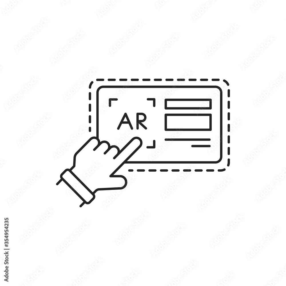 Poster augmented reality in printing black line icon. pictogram for web page, mobile app, promo. ui ux gui 