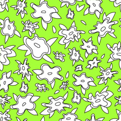 Line flowers pattern on green background for spring banner