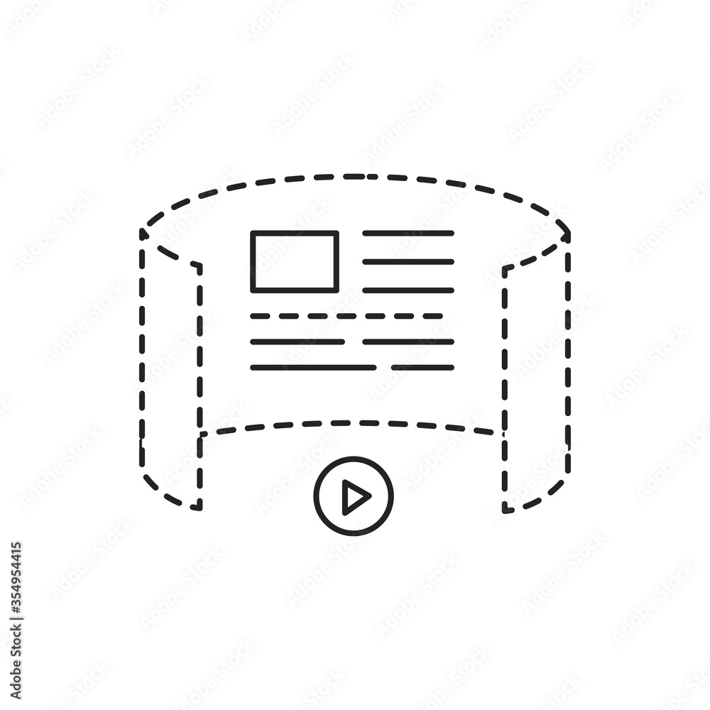 Poster augmented reality presentation black line icon. digital technology in the workflow. pictogram for we