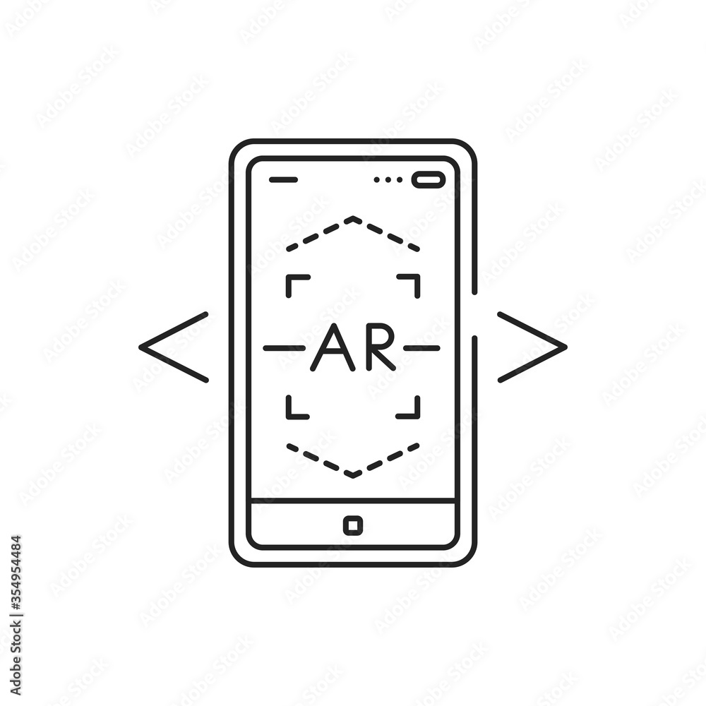 Poster ar scanning black line icon. interactive visualization platform. pictogram for web page, mobile app,