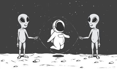 Aliens plays with astronaut © Galacticus