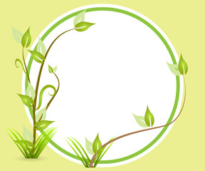 Leafs ecology frame vintage logo vector image template