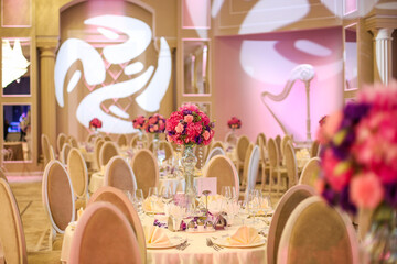 beautiful flower decoration for special event in restaurant