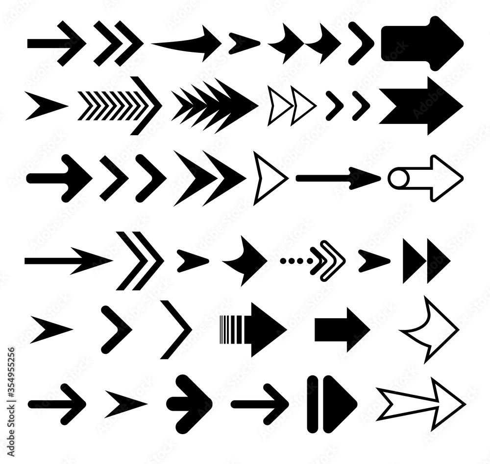 Poster arrows vector collection black color. arrow icon. collection of concept arrows for web design, mobil