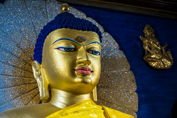Beautiful Buddha statues in Mahabodhi Stupa Bodh Gaya at Bihar.
India,Asia,Ancient city of Bodhgaya.