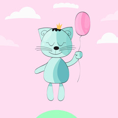 Obraz na płótnie Canvas Cute little Cat with balloon 