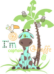 Cartoon funny giraffe vector character illustration