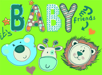 Funny animals My friends vector character illustration