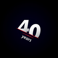 40 Years Anniversary Celebration Black and White Vector Template Design Illustration