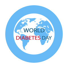 illustration of world diabetes day. earth globe in a blue circle with the inscription on a white background.