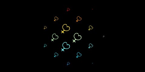 Dark Blue, Red vector texture with women's rights symbols.