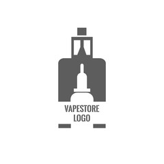 Vape store logo template design. E-cigarette and e-liquid bottle stamp or T-shirt print.