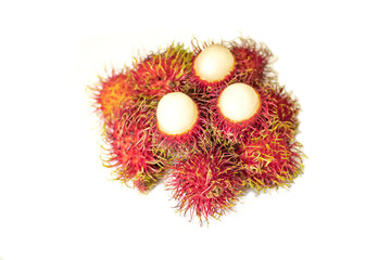 Fresh rambutan with white back ground