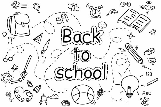 Back to School with doodle drawing vector.