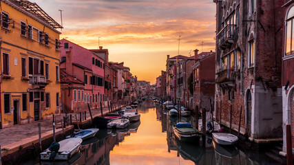 venice canal in sunset