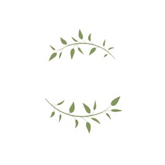 Wreath from green blades of grass branches and twigs. Natural frame for text or logo.