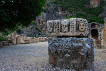 Myra ancient city (Demre). An ancient Greek-Roman town in Lycia, Ruins of ancient in Myra displays a wonderful Amphitheatre. Demre new name is Kale / Antalya – TURKEY