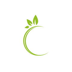 Nature eco frame with leaves. Green wreath from grass and twigs isolated on white background.