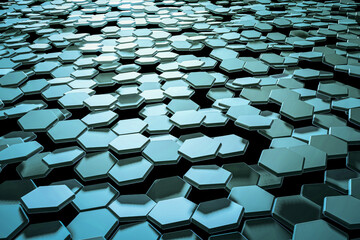 Abstract hexagon background with glowing light. 3D rendering illustration.